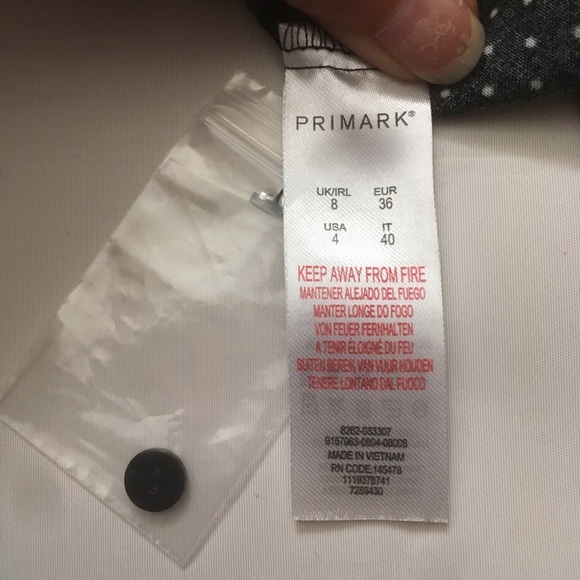 Primark button front shirt Black w/hearts and dots - Picture 7 of 8